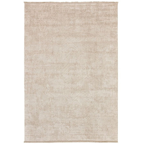 Beige area rug with subtle Geometric pattern