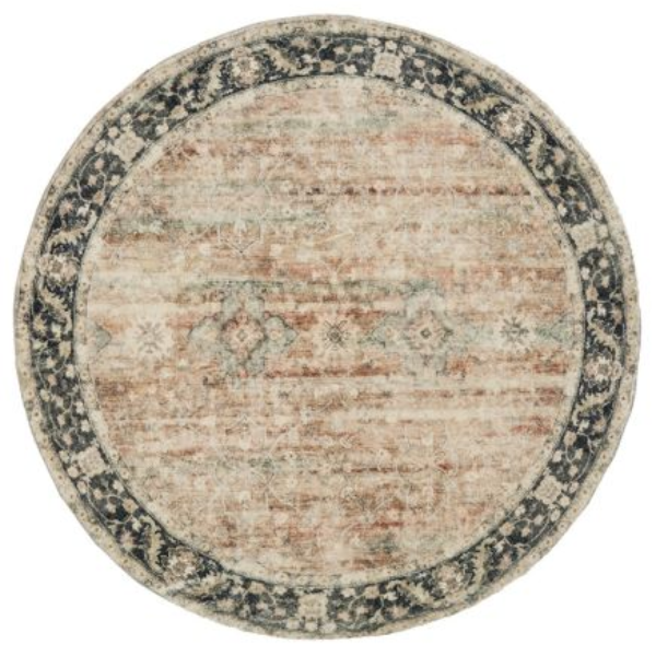 Rann Multicolour Traditional Distressed Round Rug