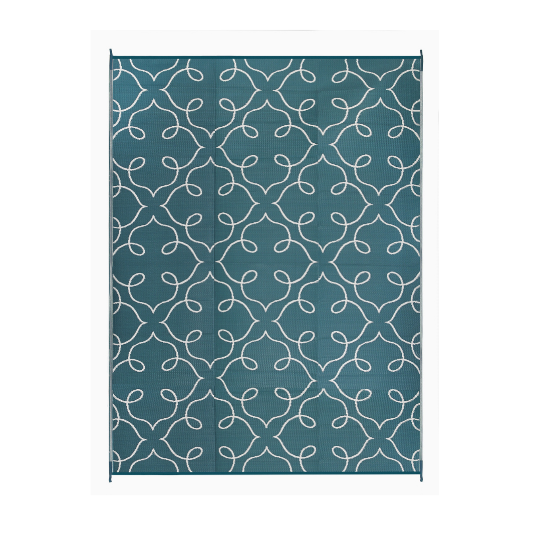 Syracuse Sea Green Floral Recycled Plastic Reversible Outdoor Rug (Copy)