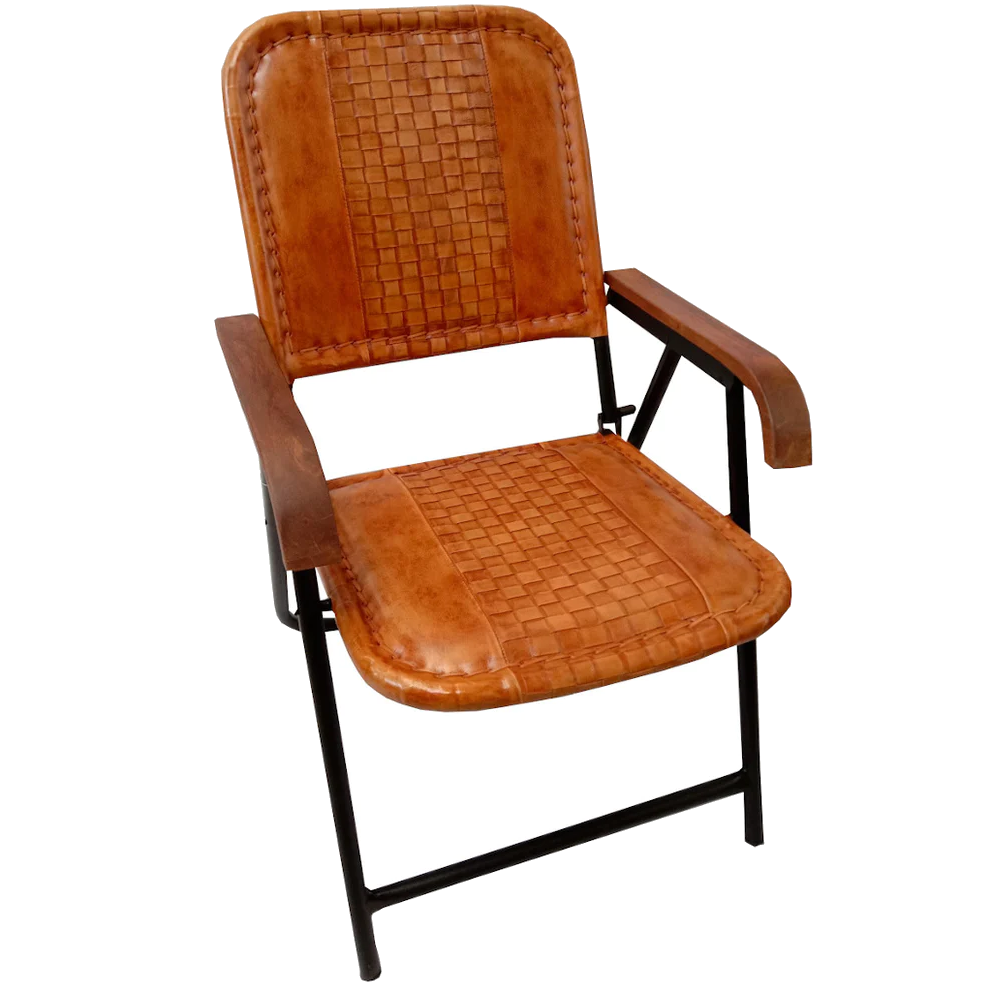 Semoy Folding Leather Accent Dining Chair