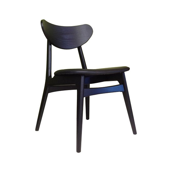 Fin Dining Chair - Black Hardwood Frame, Black PU seat