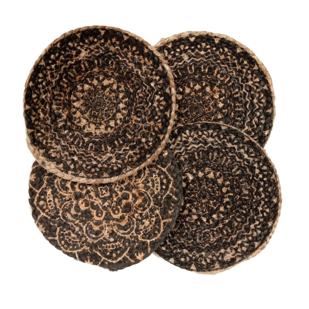 Jute Round Print Mat - Aztec