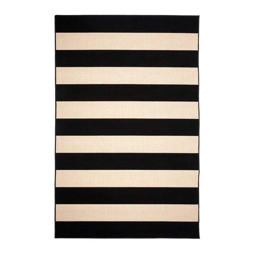Nyoma Black Striped Outdoor Rug