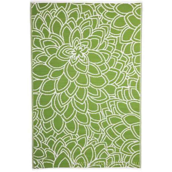 Eden Lime And White Floral Recycled Plastic Outdoor Rug