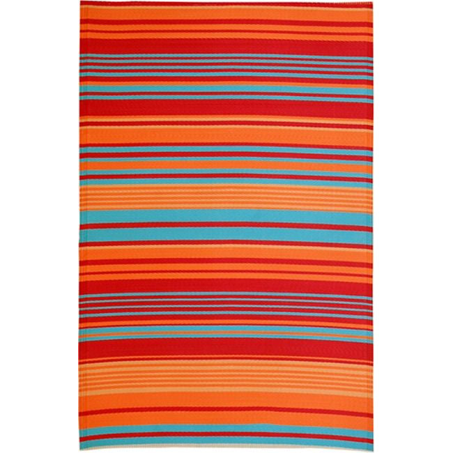Malibu Multicoloured Striped Recycled Plastic Outdoor Rug