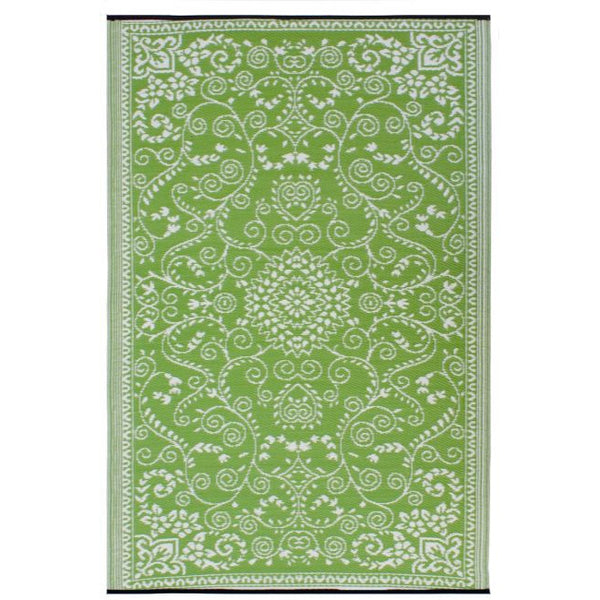 Murano Lime and Cream Traditional Recycled Plastic Reversible Outdoor Rug