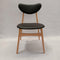 Falk Dining Chair - Natural timber Frame with Black PU Cushion Back and Seat
