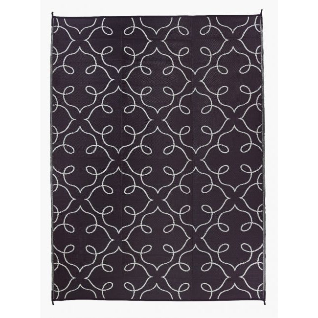Syracuse Black and White Floral Recycled Plastic Reversible Outdoor Rug