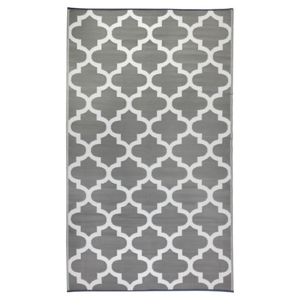 Tangier Grey and White Recycled Plastic Outdoor Rug