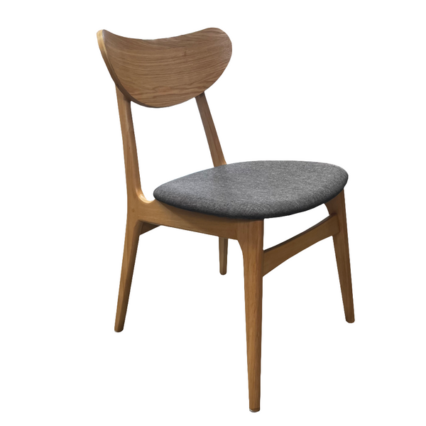 Fin Dining Chair in Natural, with Espresso grey polyester Woven Fabric chair