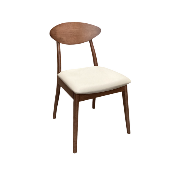 Moon Dining Chair - Walnut  with Clay/ beige PU