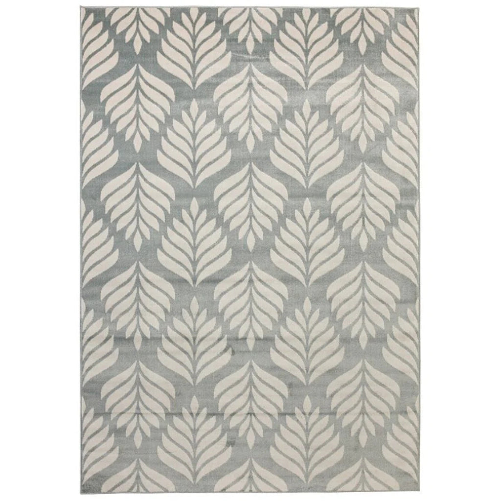 Grey Rug with leaf pattern