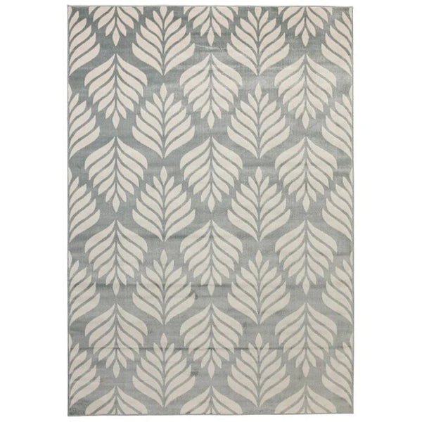 Grey Rug with leaf pattern