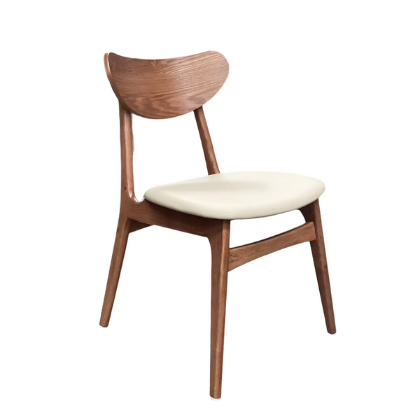 Fin Dining Chair Clay PU seat Walnut frame