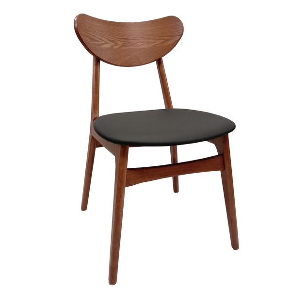 Fin Chair Walnut frame and Black PU