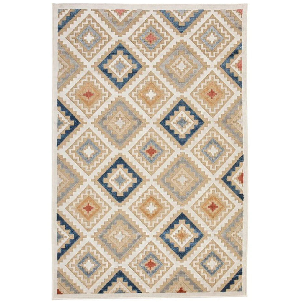 Multicoloured Patterned rug with geometric design
