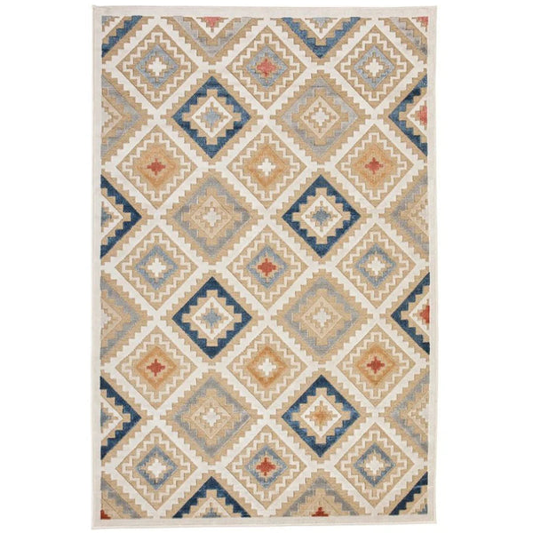 Multicoloured Patterned rug with geometric design