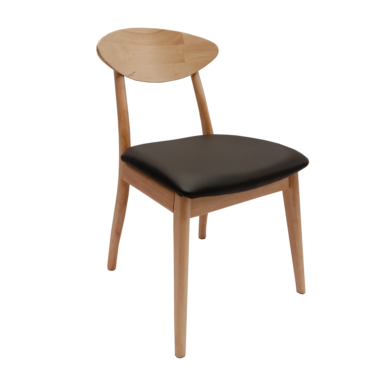 Moon chairwith Natural frame and Black PU seat