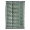 Green and white patterned rug on a white background