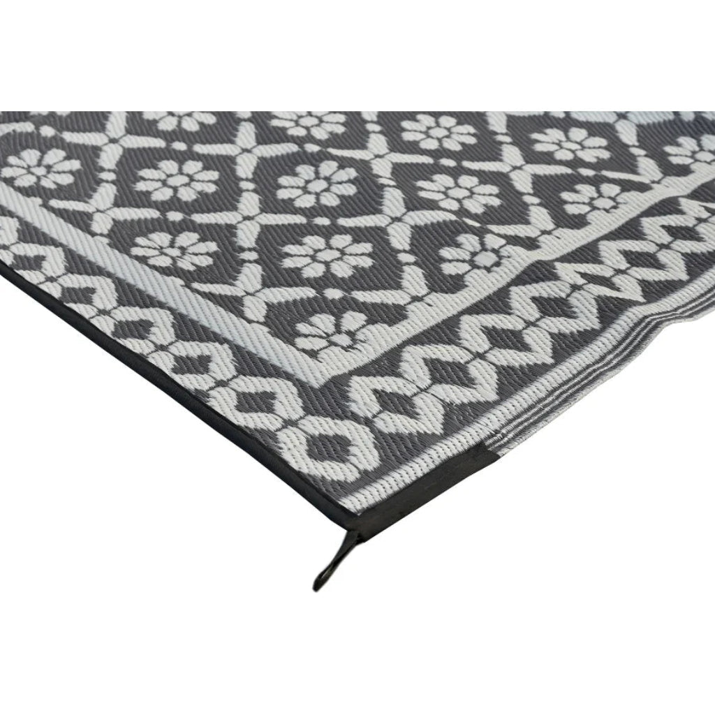 close up details of Patterned rug, Ronda- with geometric design on a white background