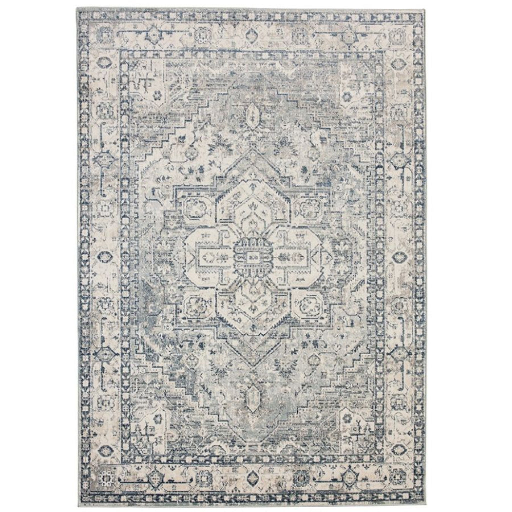Distressed traditional Decorative rug with intricate blue pattern