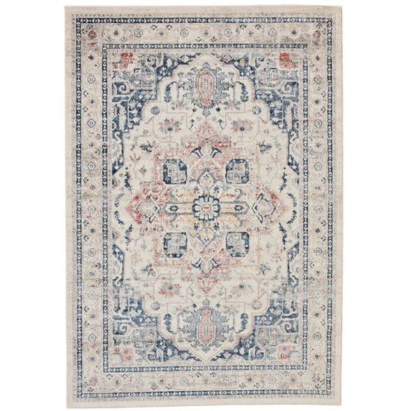 light grey and Blue Decorative rug with intricate pattern