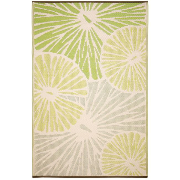 Citrus Lily Green Botanical Recycled Plastic Reversible Outdoor Rug