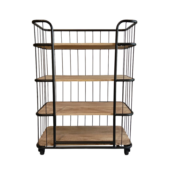 Drava Iron Wooden Low Shelf Trolley