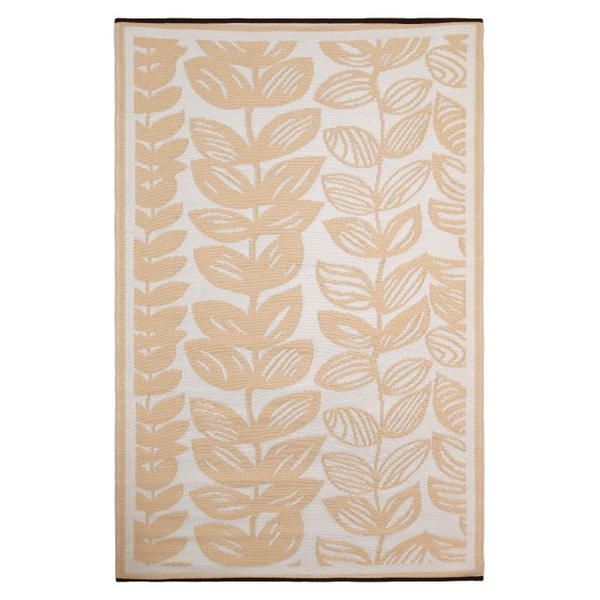 Male Cream and Beige Recycled Plastic Outdoor Rug