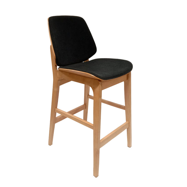 Lisbon Counter Barstool Natural Frame Ebony (Black) Fabric Seat