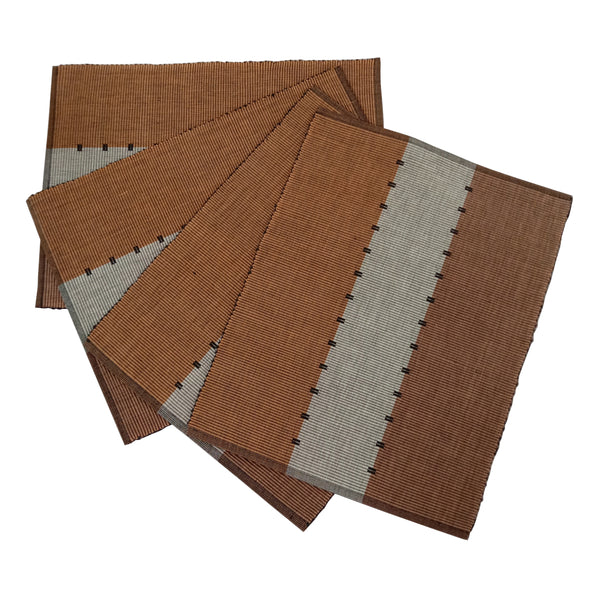 Set of 4 Brown Cotton Table Mats