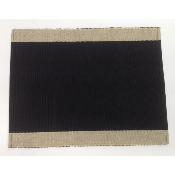 Set of 6 Black & Cream Cotton Table Mats