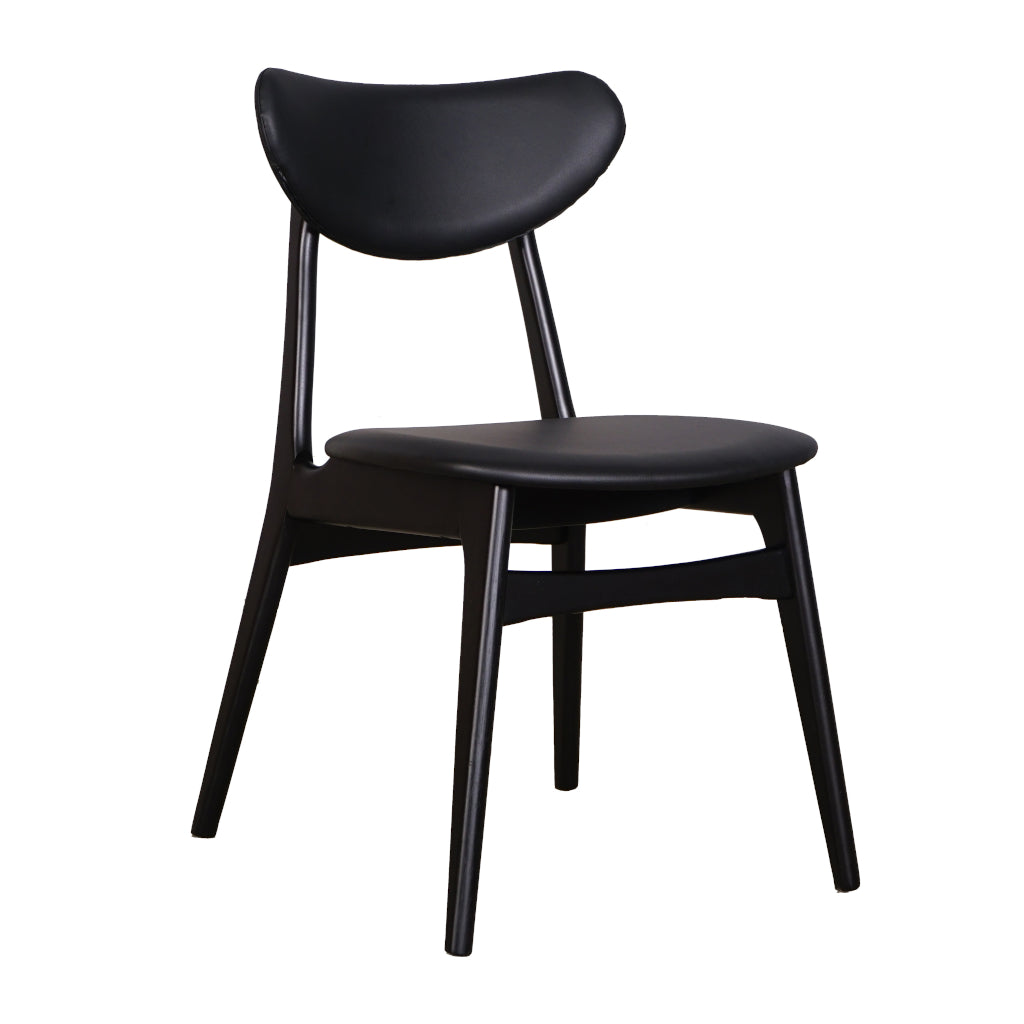 Falk Dining Chair - Black timber Frame with Black Cushion Back and Seat