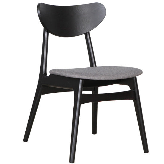 Fin Dining Chair - Black frame with Grey (truffle) Fabric Seat