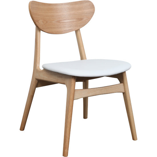 Fin Dining Chair - Natural light timber frame with White PU cushion seat