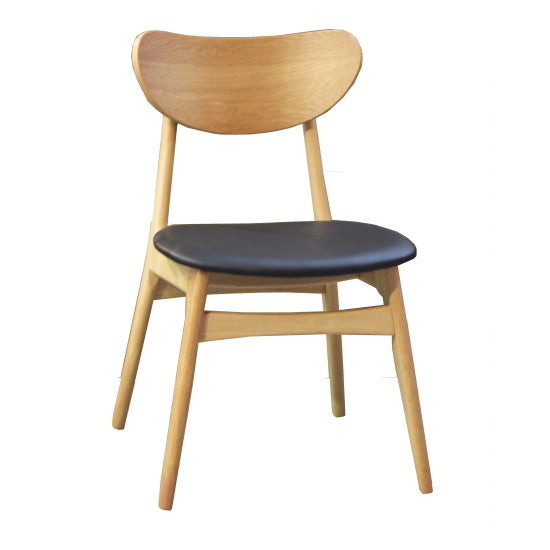 Fin Dining Chair - Natural Frame and Black PU seat