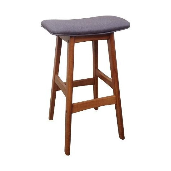 Gudena Counter Barstool - Teak legs Grey Fabric Seat