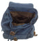 Back Pack Canvas Leather accents 3 Pockets BLUE DENIM