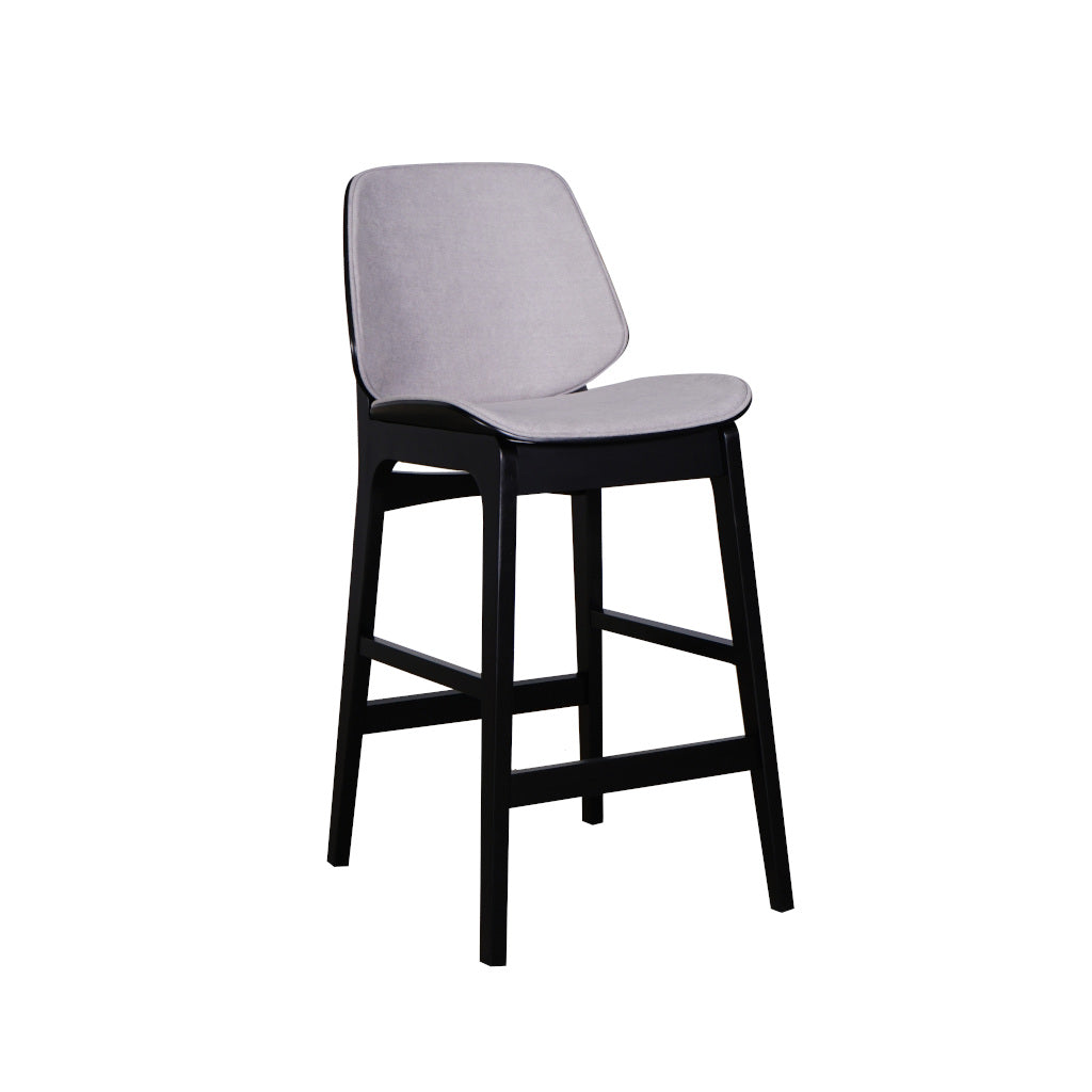 Lisbon Counter Barstool Black Frame Pewter (light grey fabric)Seat