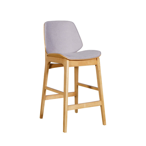 Lisbon Counter Barstool Natural Frame Pewter (light grey) Seat