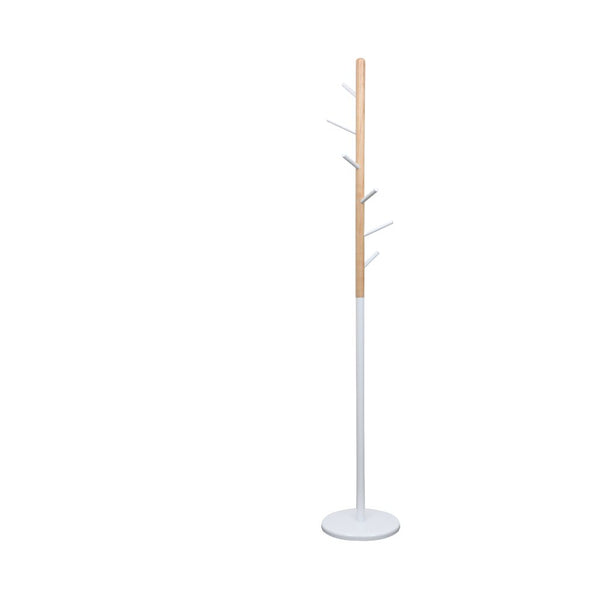 Modern Coat and Hat Stand - Natural and White