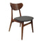 Fin Dining Chair - Teak colour Frame Grey padded PUSeat