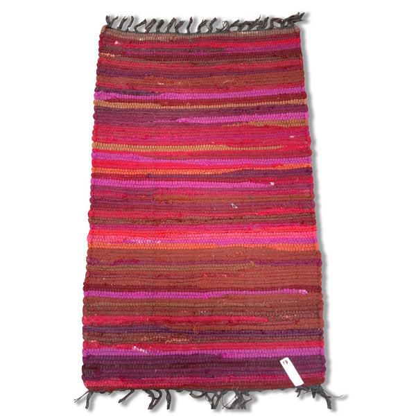 Cotton Chindi Burgundy Tonal Rug Mat 50 x 80 cm