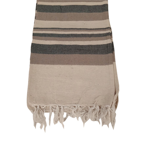 Cotton Throw Rug - Sand and Grey