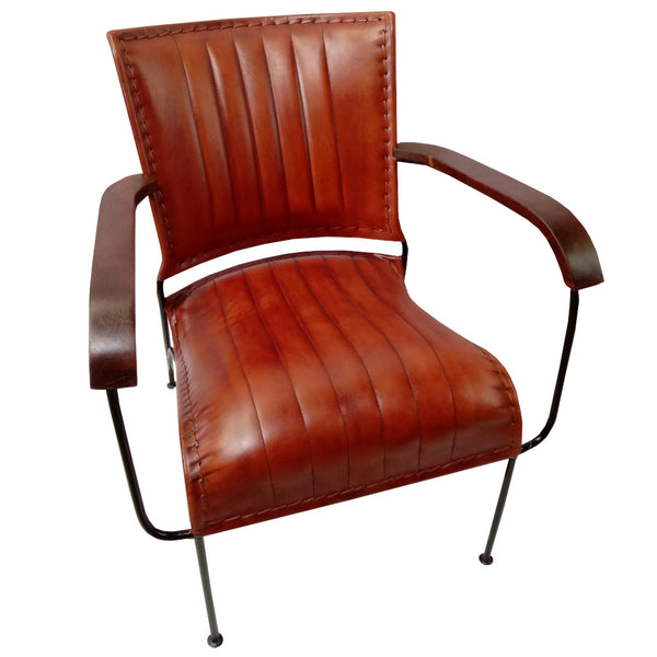 Barber Leather & Iron Accent Chair