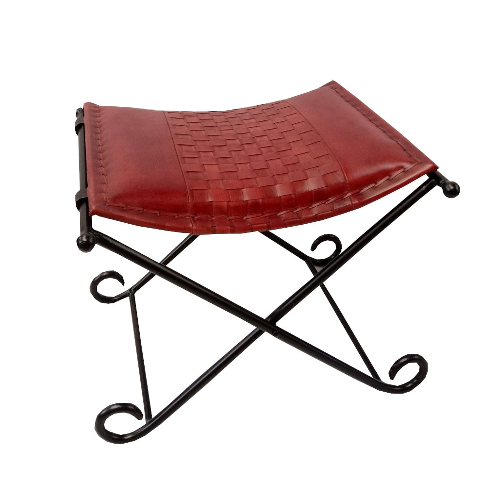 Barber Leather & Iron Folding Stool