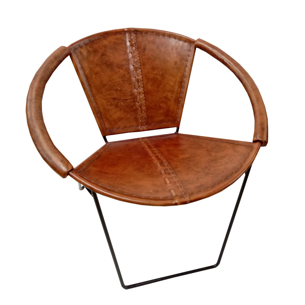 Drava Leather and iron accent chair