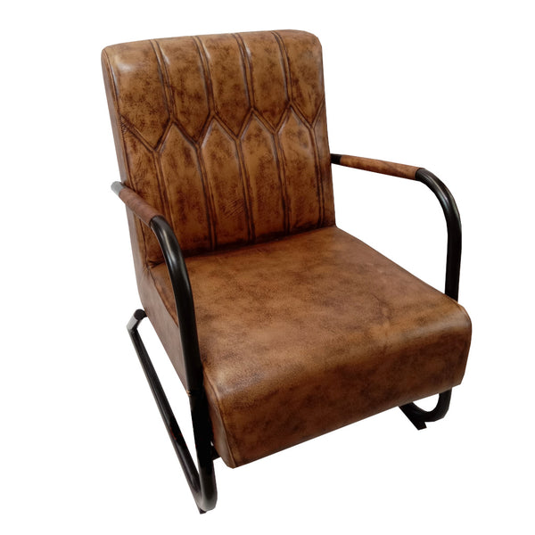 Drava Leather & Iron Accent Chair