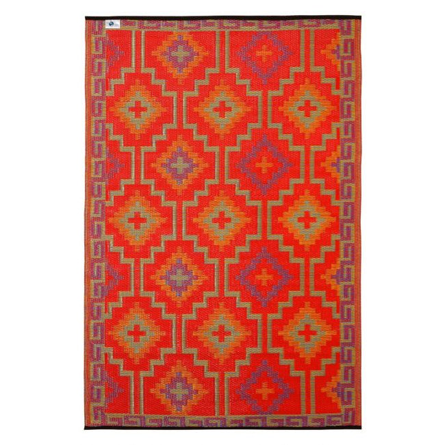 Lhasa Orange and Violet Moroccan Recycled Plastic Outdoor Rug