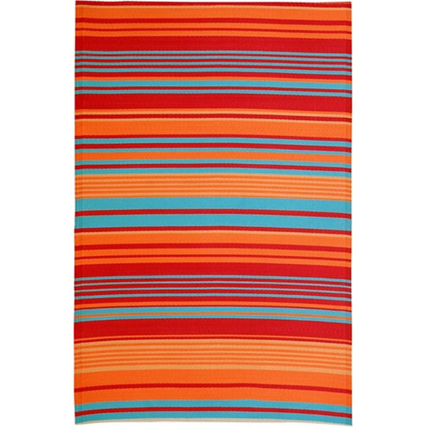 Malibu Multicoloured Striped Recycled Plastic Outdoor Rug